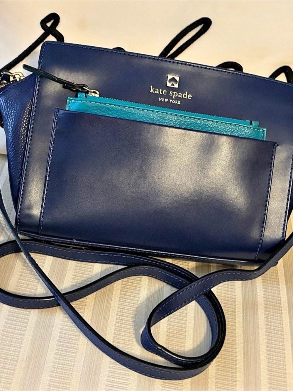 Excellent Pre- Loved Kate Spade Blue /Turquoise Crossbody Bag. Purchase includes